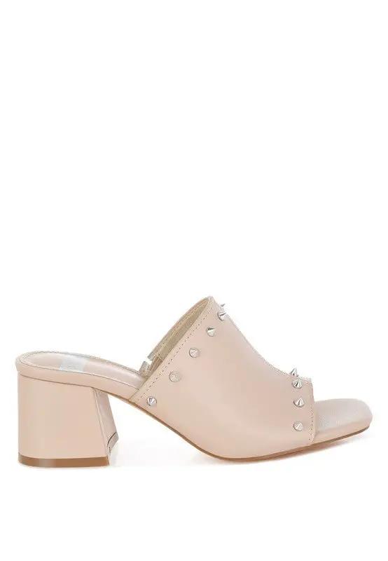 Lomela Stud Embellished Block Heel Mules for Casual Wear - Love Salve